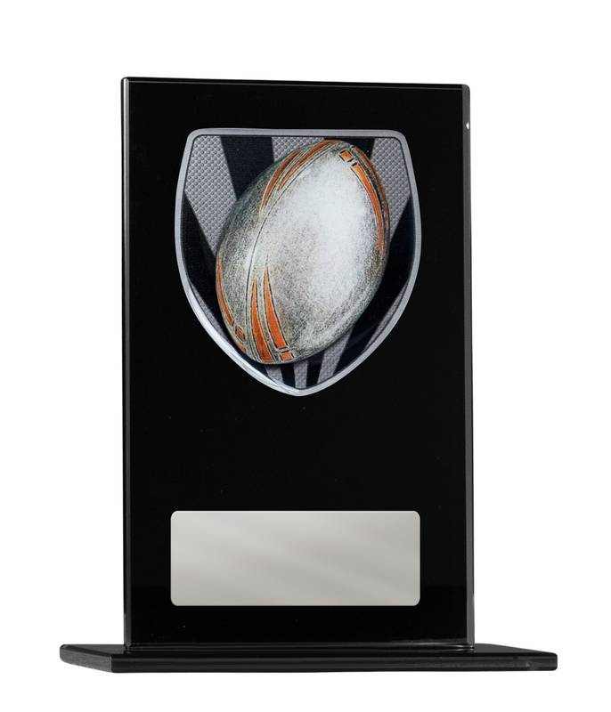Black Glass Rugby Glass Award 200mm