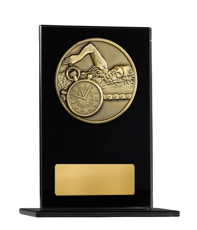 Black Glass Swimming Glass Award 180mm