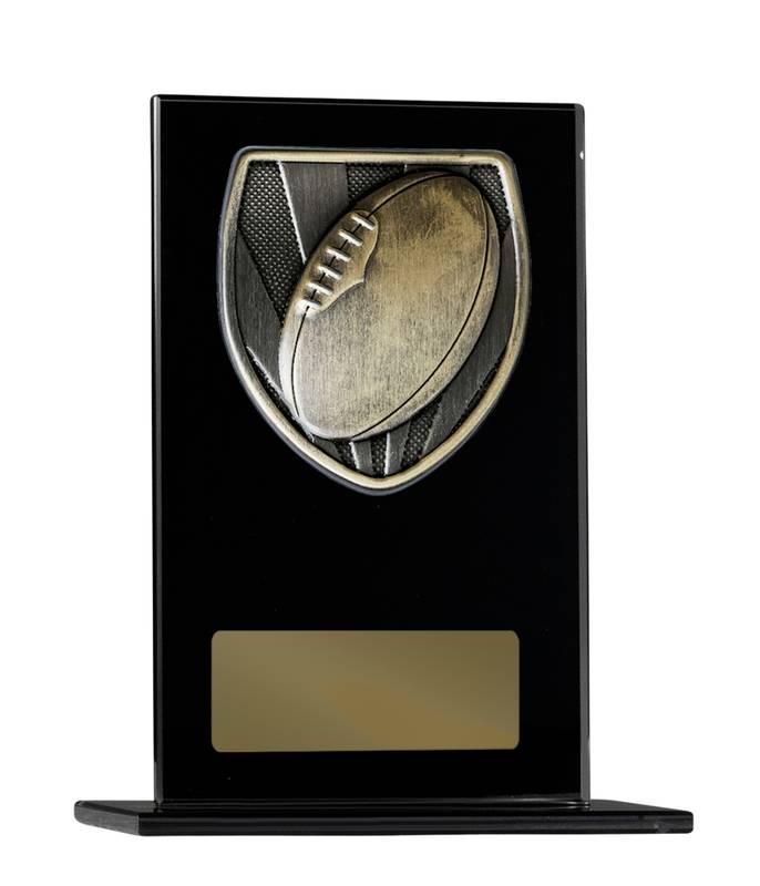 Black Glass Aussie Rules Glass Award 200mm