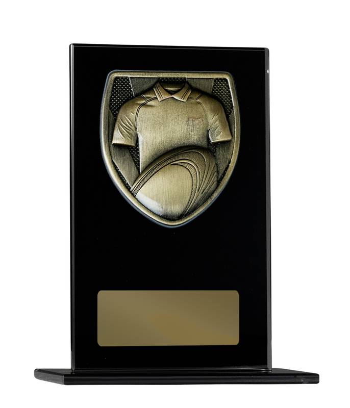 Black Glass Rugby Glass Award 200mm
