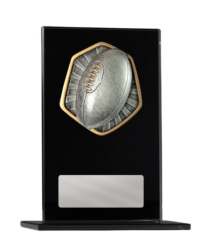 Black Glass Aussie Rules Glass Award 200mm