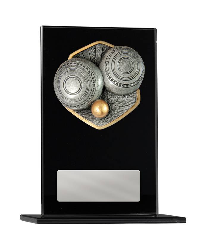 Black Glass Lawn Bowls Glass Award 200mm