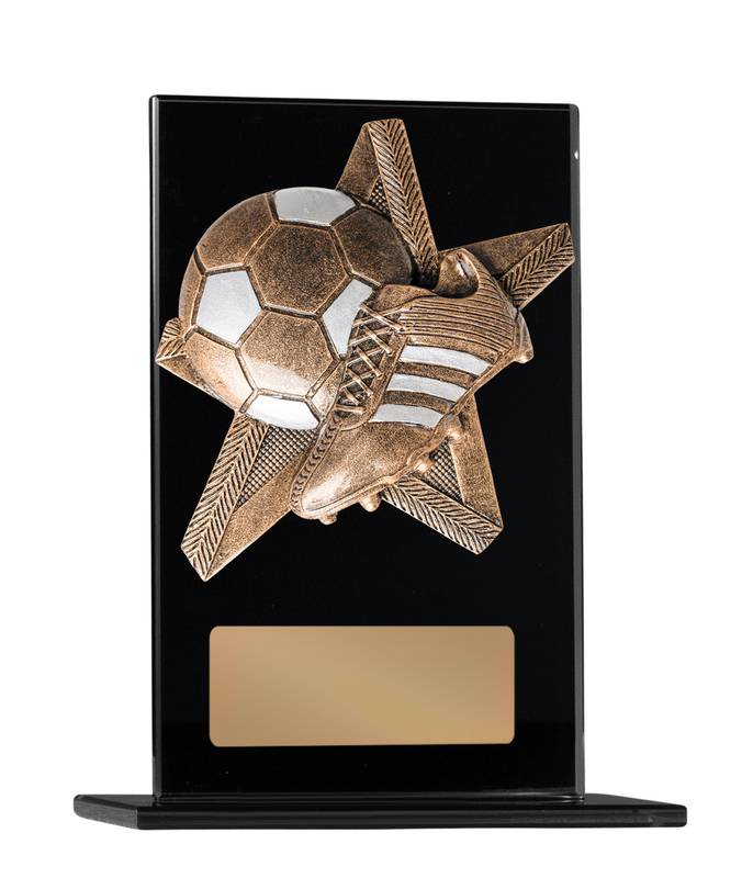 Black Glass Football Glass Award 200mm