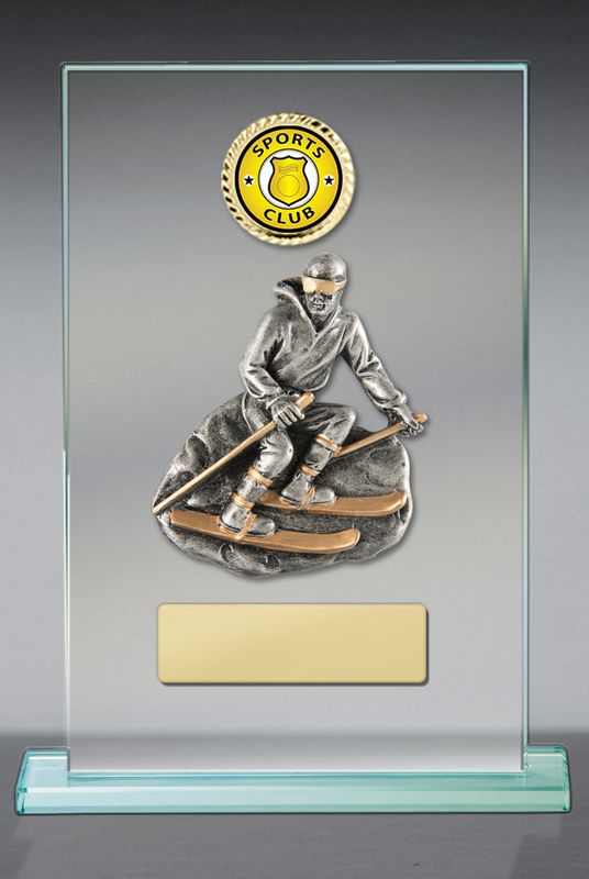 Skiing Theme on Glass Award 170mm