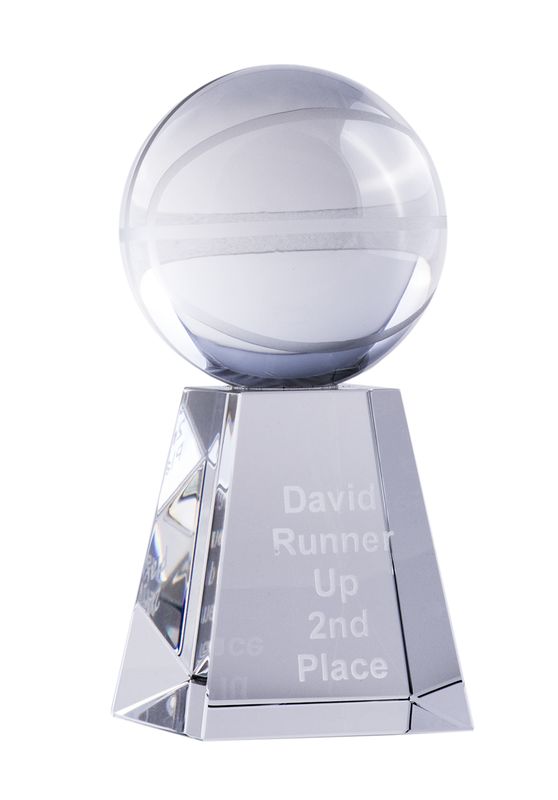Crystal Basketball on Stand Crystal Award 117mm